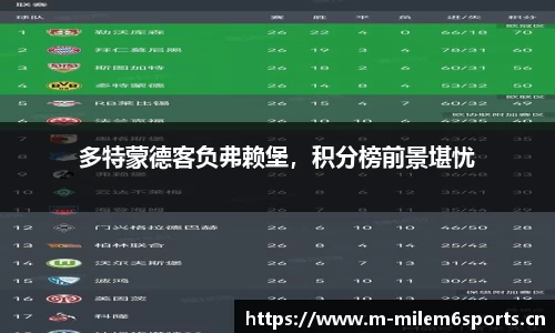 多特蒙德客负弗赖堡，积分榜前景堪忧